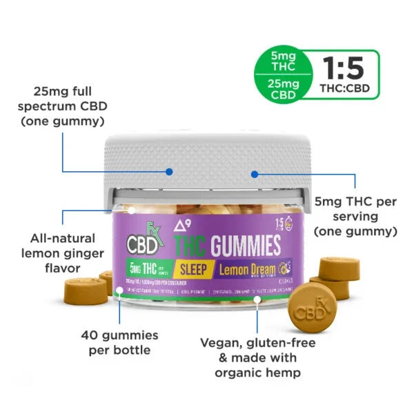 Gomitas CBD Delta 9 THC 1:5 Lemon Dream CBDfx 600 - 1200 mg